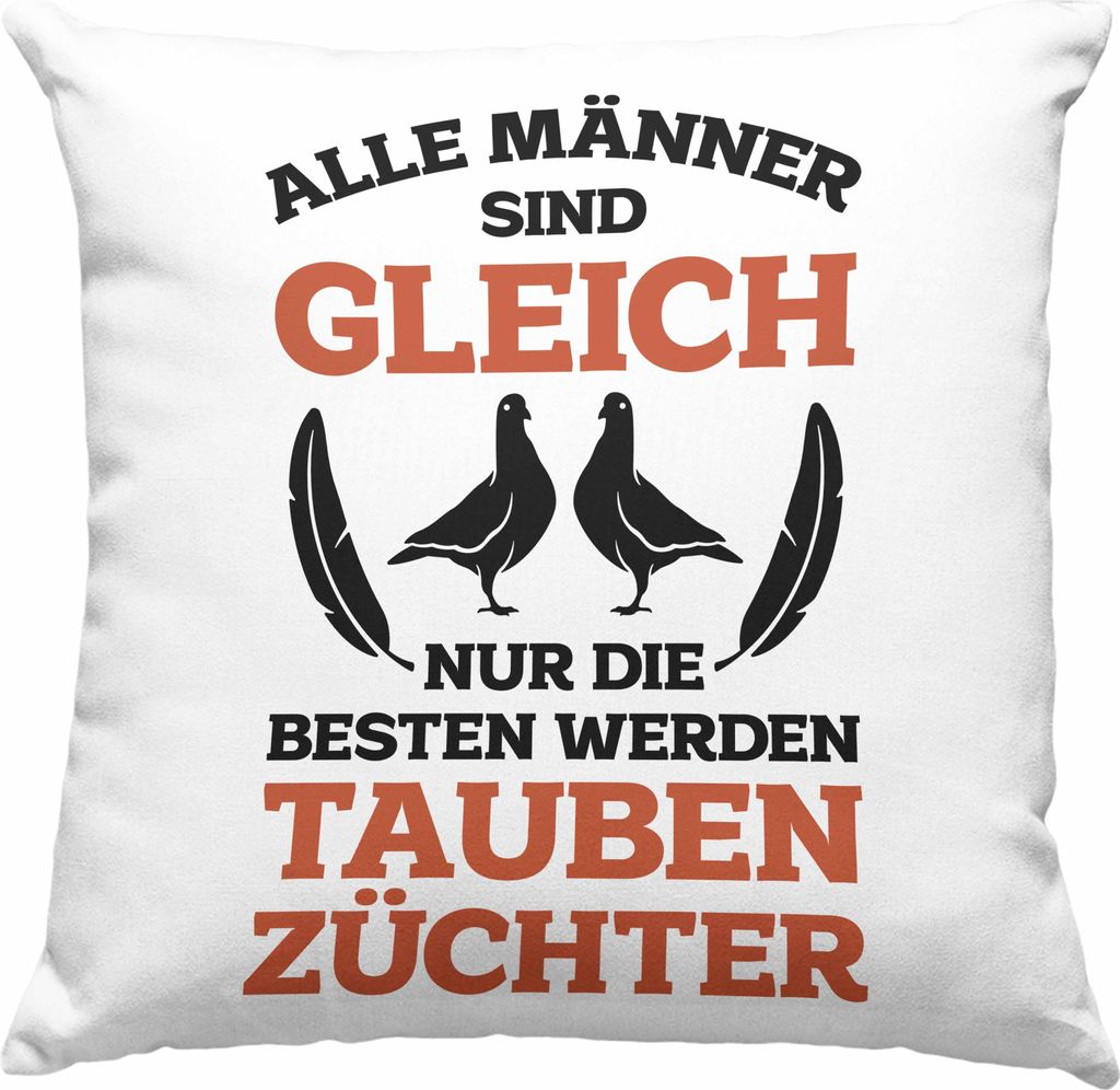 Trendation - Taubenzüchter Geschenkidee Deko-Kissen mit Füllung 40x40 mit Spruch für Taubenbesitzer Geschenk Taubenliebhaber (Blau)
