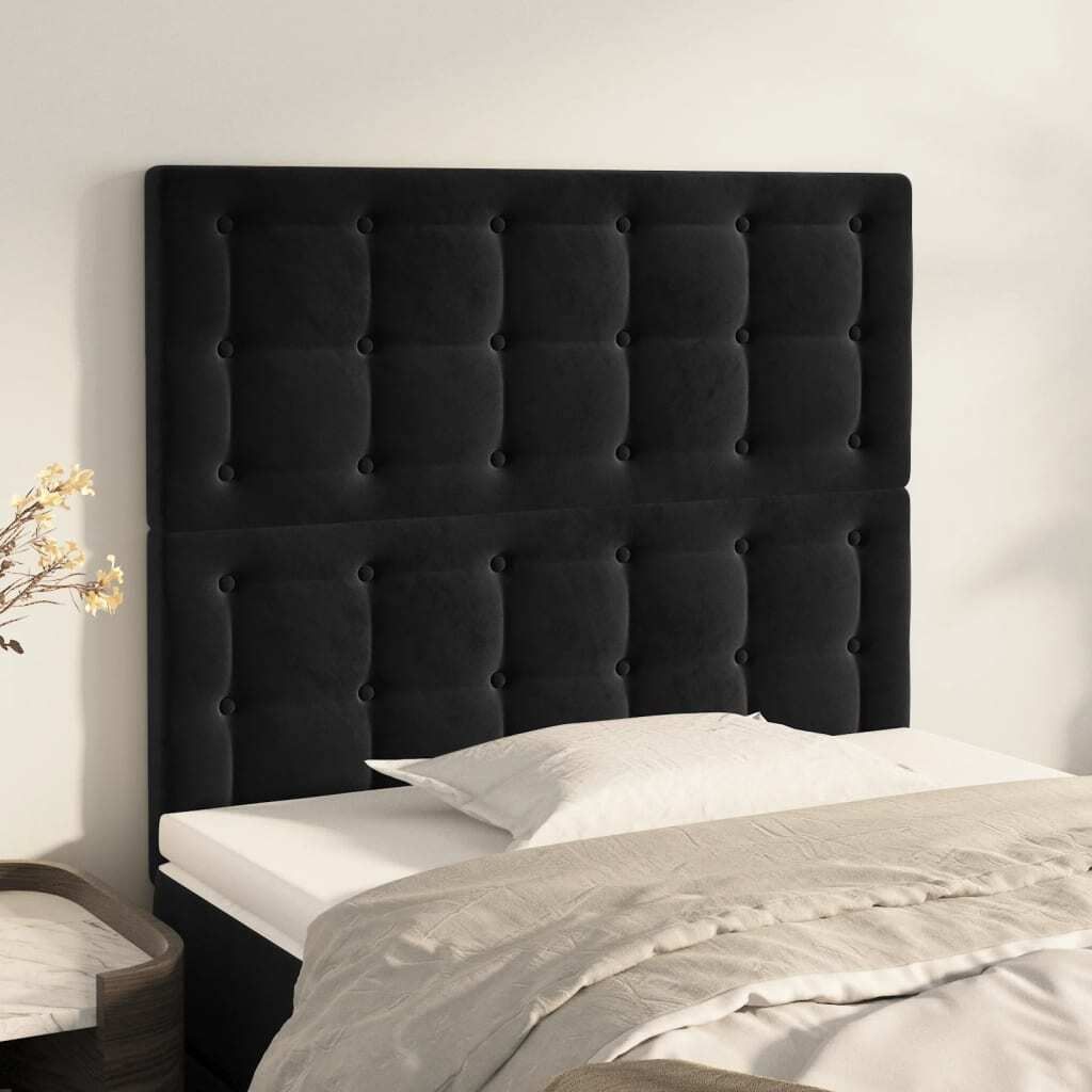 The Living Store Kopfteile 2 Stk. Schwarz 80x5x78/88 cm Samt