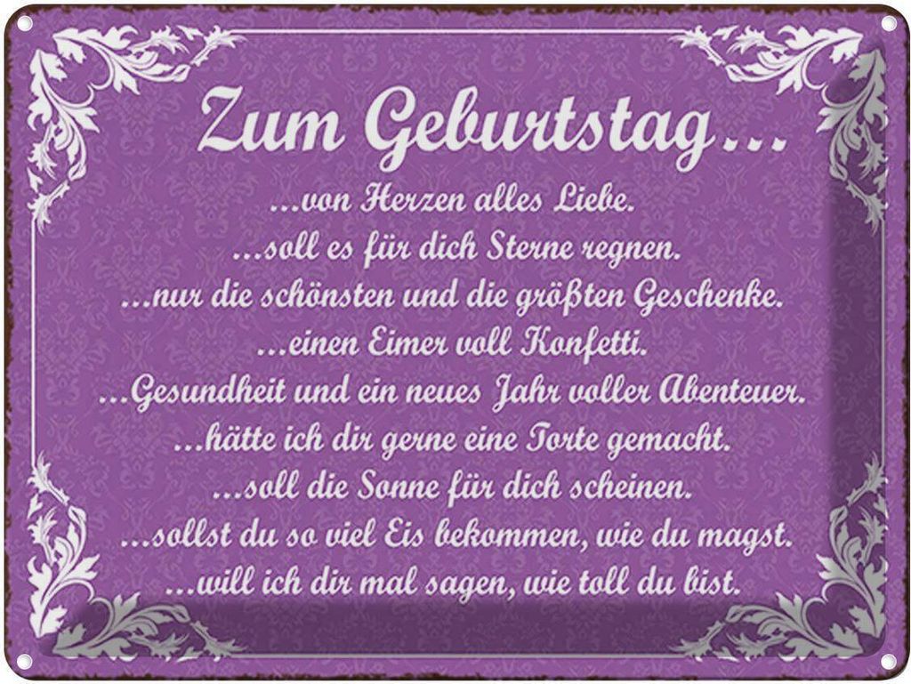 vianmo Blechschild 30x40 cm zum Geburtstag alles Liebe Spruch Zitat