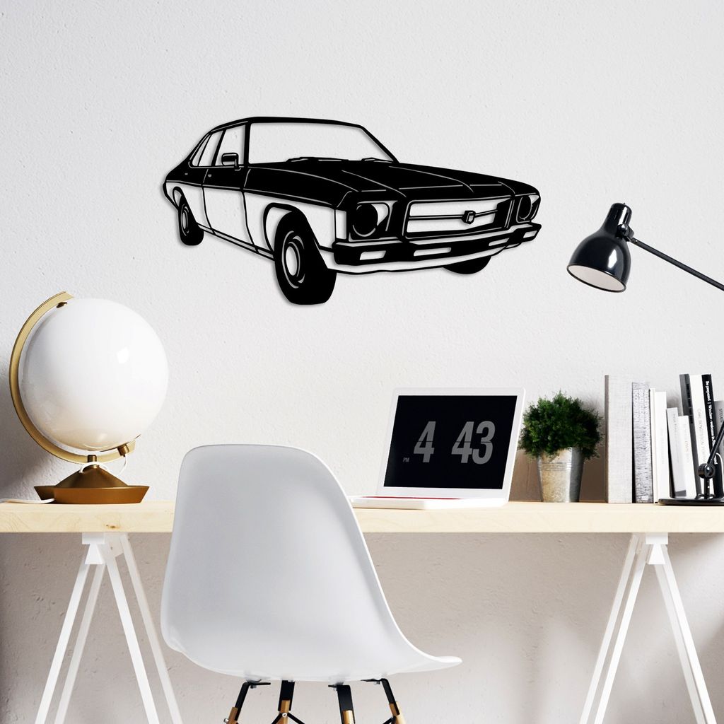 Wallity, Vintage Sedan Holden Kingswood, Dekoratives Wandaccessoire aus Metall, Schwarz, 100 % METALL, 60 x 30 cm