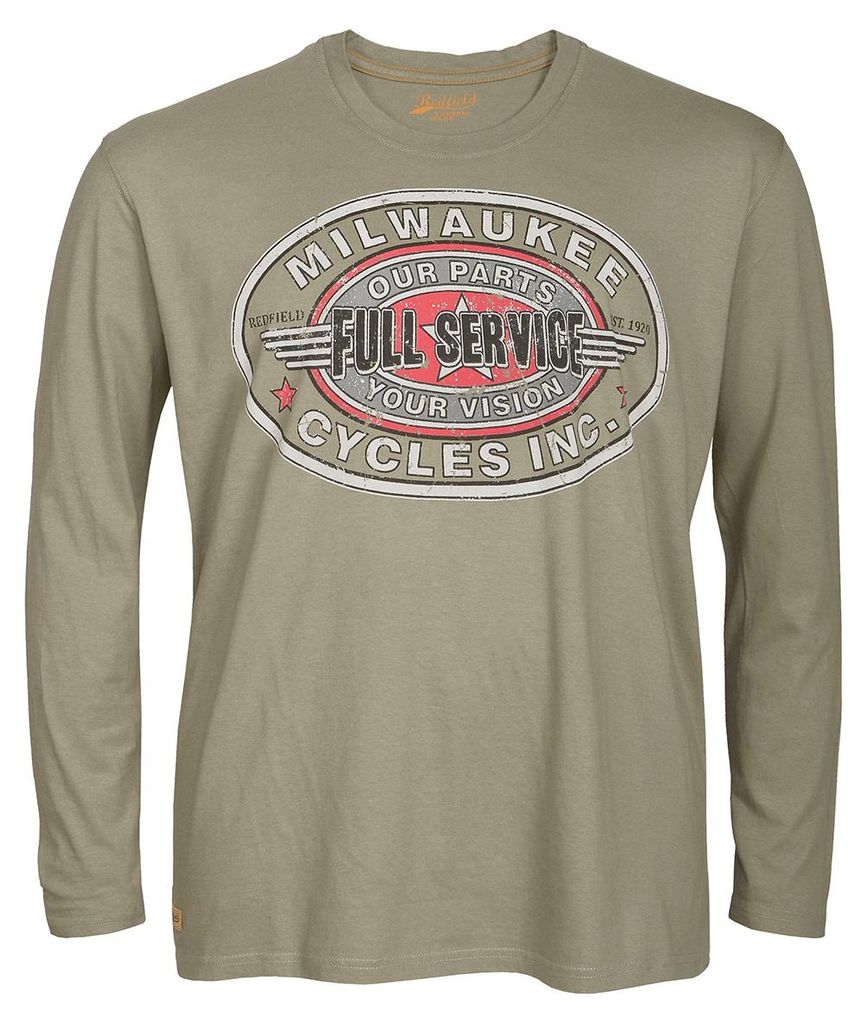 XXL Redfield Longsleeve Shirt mit Vintage Print light khaki