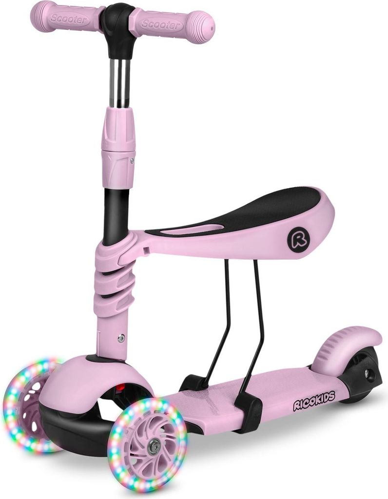 Hulajnoga Trójkołowa Ricokids Cubi - Różowa Zdjęcie produktu 
