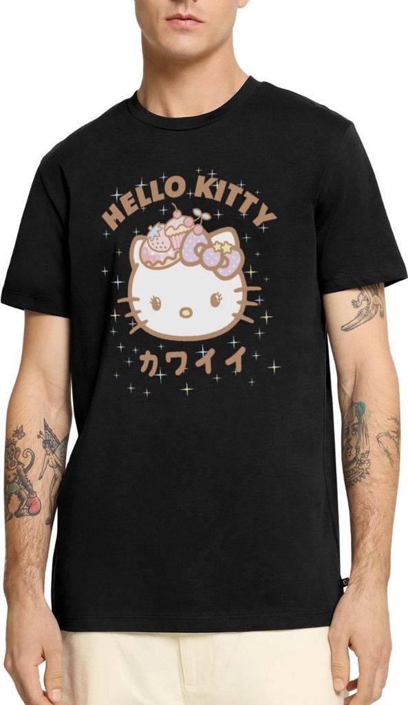 Spreadshirt Hello Kitty Kawaii Stil Männer Premium T-Shirt, M, Schwarz