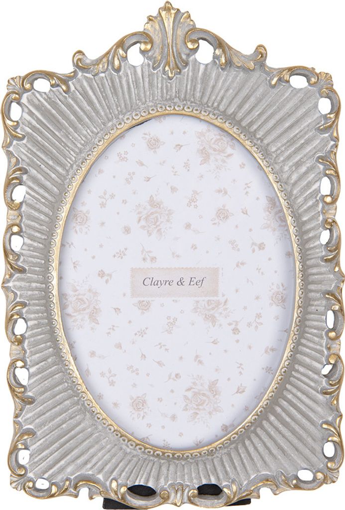 Clayre & Eef Bilderrahmen 13x18 cm Grau Goldfarbig Kunststoff