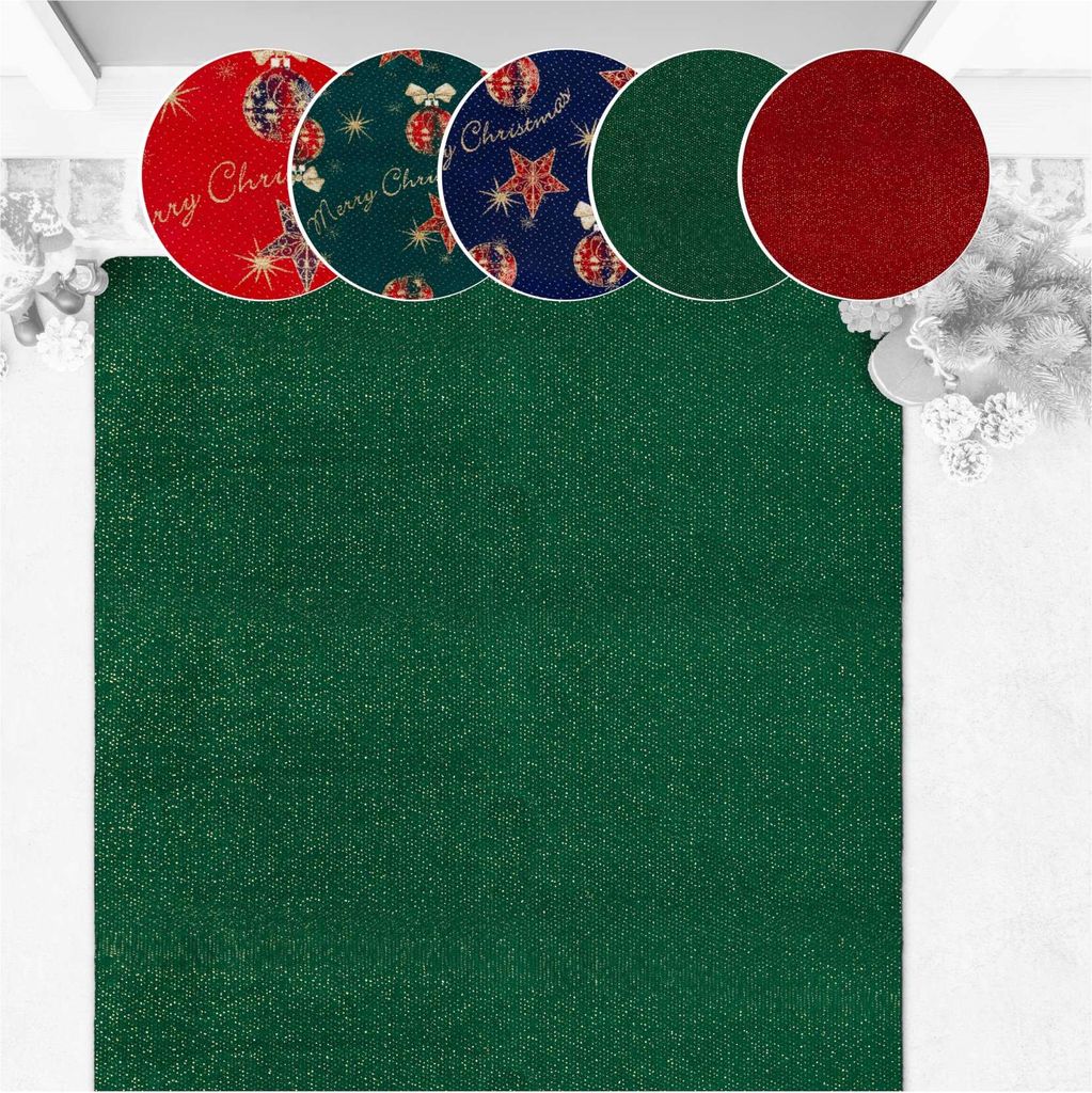 Fußmatte Türteppich Teppichvorleger Textil Weihnachten Glitzerstaub Grün Robust Wasserabweisend Breite 90 cm Länge 150 cm