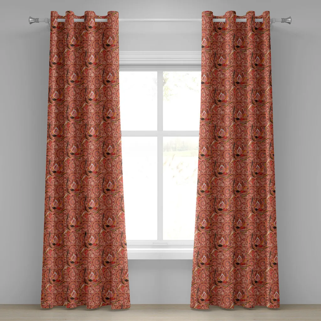 Paire de rideaux décoratifs motif floral pêche style naturel chic