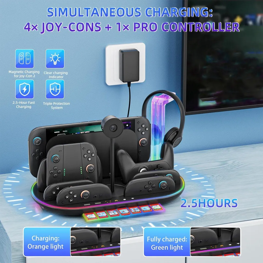 Dock de Support Multifonction pour Nintendo Switch 2 et Rangement Jeux - 11