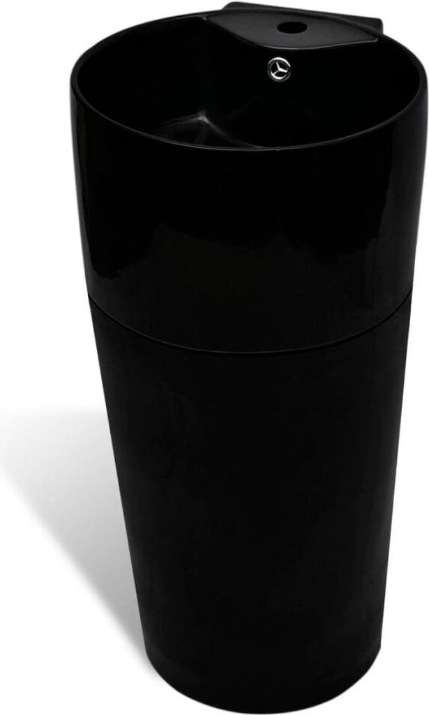 Keramik Standwaschbecken mit Überlaufloch schwarz rund Produktbild 