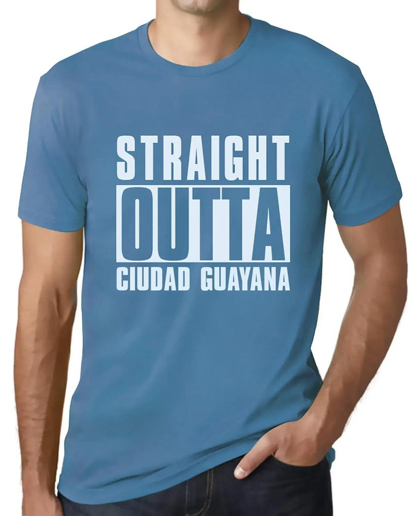 Herren Grafik T-Shirt Straight Outta Ciudad Guayana Öko-Verantwortlich Vintage Jahrgang Kurzarm Lustige Druck Geburtstag Geschenk Mann