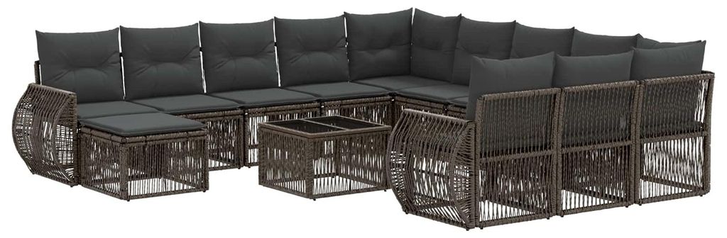 Gartensofa-set 13 pcs Grau Poly-Rattan