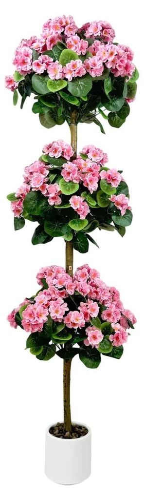 Künstlicher Geranienbaum (Pelargonie) - 150 cm Bodenpflanze - Innenbereich - Kunststoff - Rosa