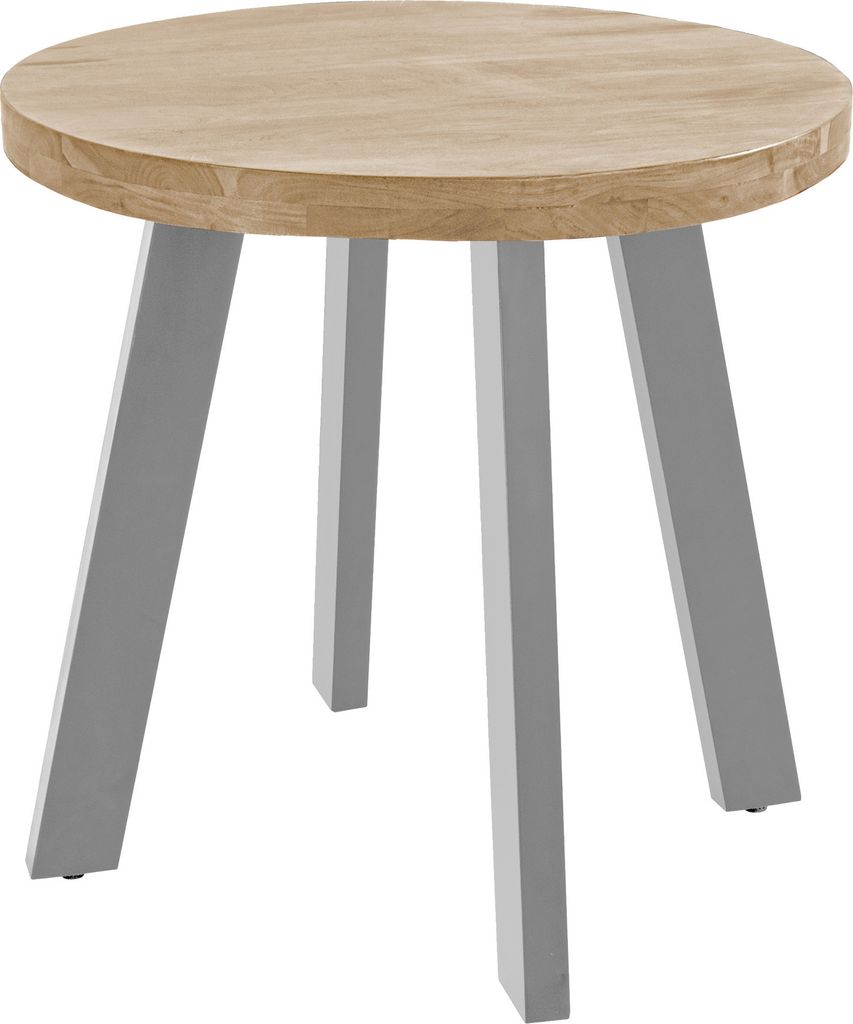Esszimmertisch rund 90 cm Akazienholz naturfarben silber SOPHIA