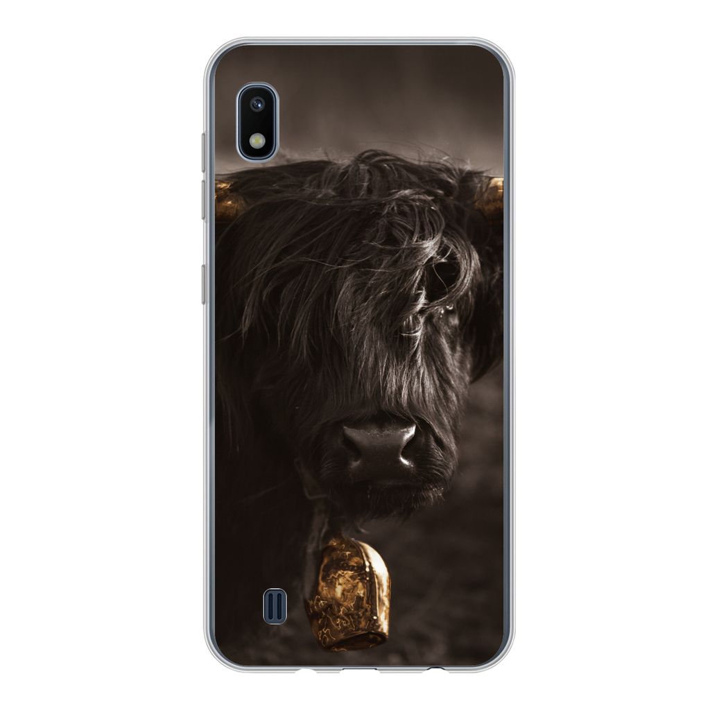 MuchoWow Handyhülle Schutzhülle Hülle für Samsung Galaxy A10 Schottischer Highlander - Fell - Schwarz Silikon Softcase Handy Hülle - Schutzh...