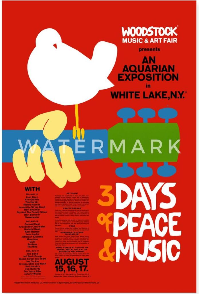 Spreadshirt Woodstock Festival Poster 3 Days Of Peace Poster 60x90 cm, One size, Weiß