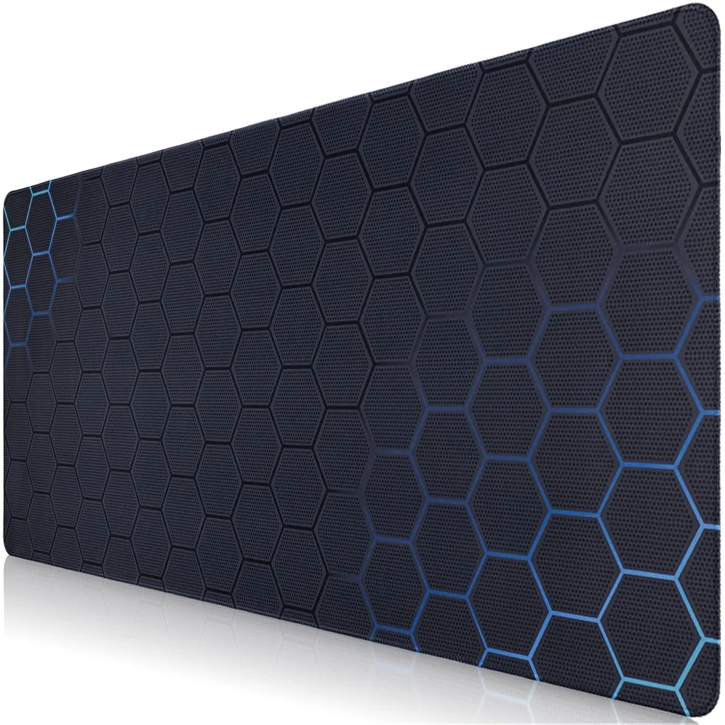Tapis de Souris XXL Structure Alvéolée Turquoise - Contrôle et Vitesse