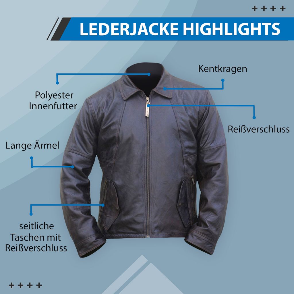 Lederjacke Lammnappa echtleder Jacke nappa Leder Braun, Größe:54/XL