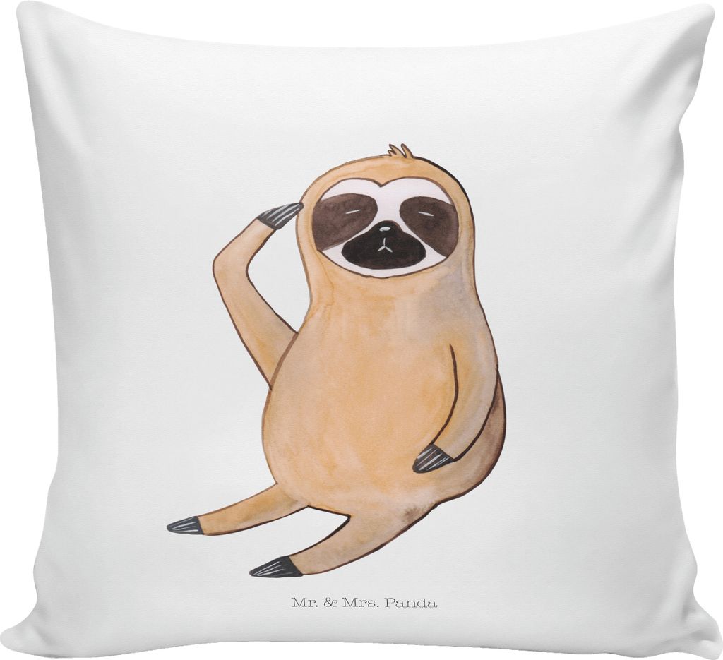 Mr. & Mrs. Panda Deko Kissen Faultier Vogel - Weiß - Geschenk, Müde, Nachdenklich, Genervt, bedruckt, Sofa, Spinner, Dekokissen, Polster, kuschel...