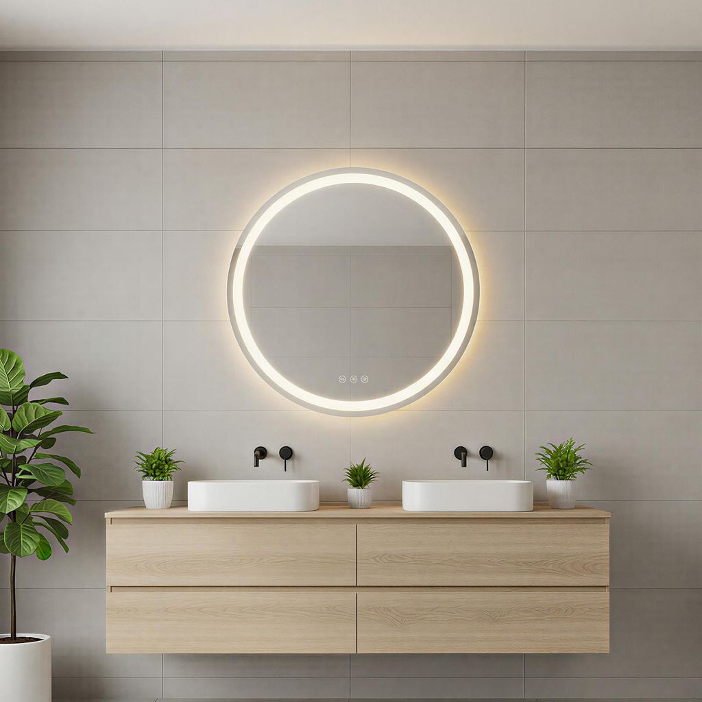 LED Badezimmerspiegel 80cm Rund, 3 Lichtfarben Badspiegel Produktbild 