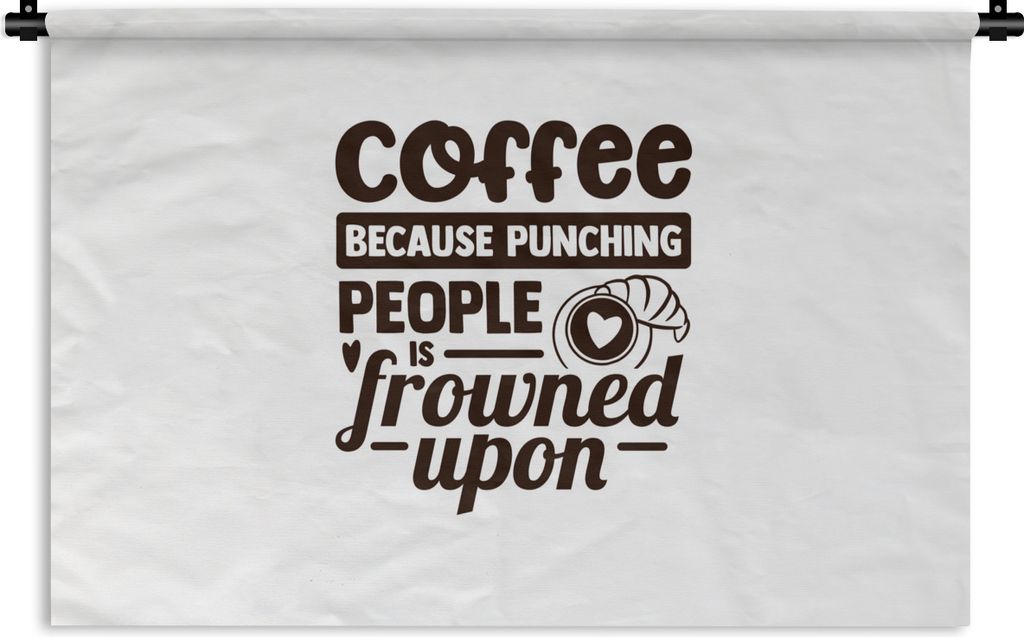 MuchoWow Wandteppich Wandbehang Kaffee - Sprichwörter - Herz 60x40 cm Tapisserie Dekoration Wandtuch - Wanddekorationen