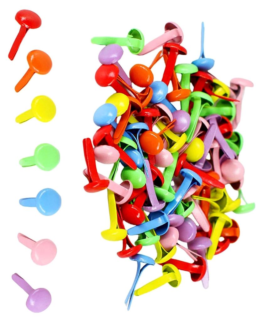 Bunte Splinten, 100 Stück, Metallklammern, Papierverschlüsse, rund, Blume, Herz, Scrapbooking, Split-Pin