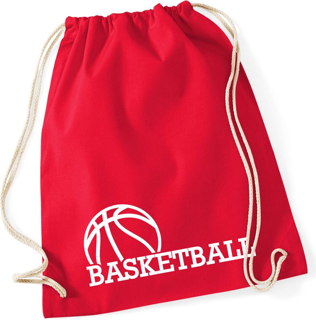 Huuraa Turnbeutel Basketball Ball 12 Liter Classic Red Baumwolle Rucksack Geschenkidee