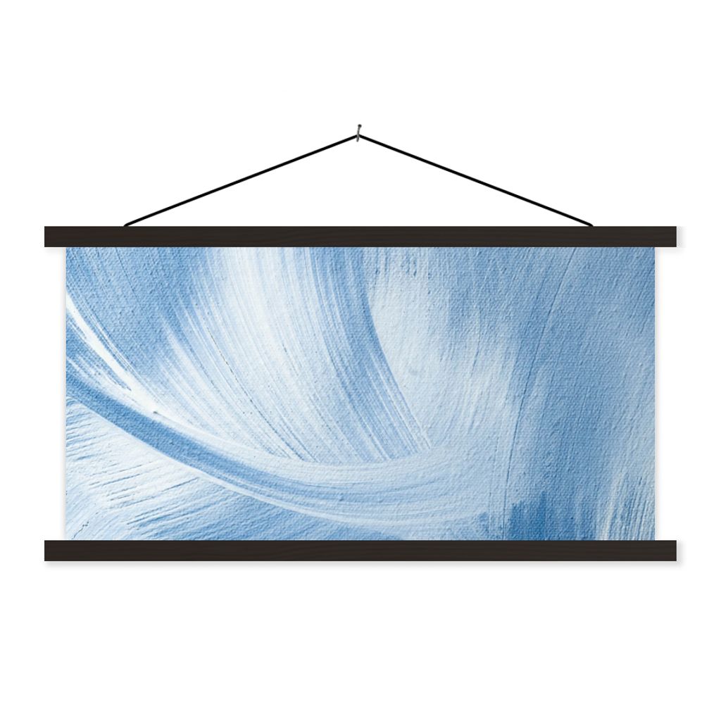 MuchoWow Textilposter Blau - Acrylfarbe - Gestaltung 150x75 cm mit schwarzem Rahmen - Posterleiste