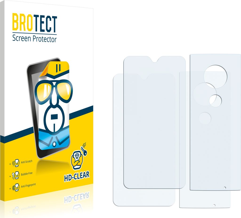 2x BROTECT Schutzfolie für Motorola Moto G7 Plus (Vorder + Rückseite) Folie Klar Transparent