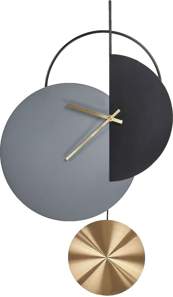 BELIANI Wanduhr Grau u. Schwarz Metall Geometrisch mit Produktbild 