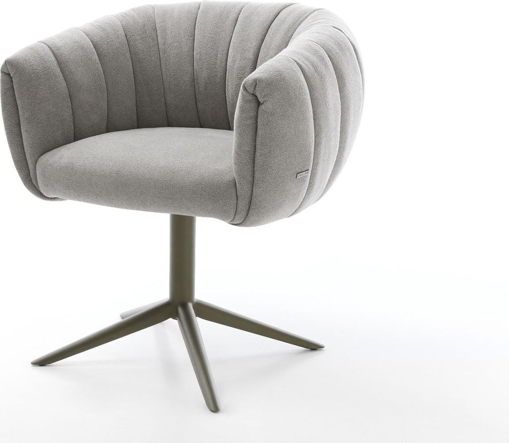 DELIFE Drehstuhl Jada-Flex Strukturstoff Soft Grau Fußkreuz Effektfinish Titan 360° drehbar Wippfunktion Taschenfederkern