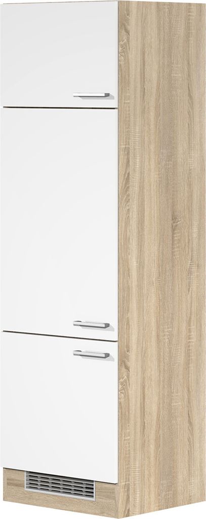 Geräteschrank für Kühlschrank - 60 cm breit - Weiß Sonoma Eiche – Salerno