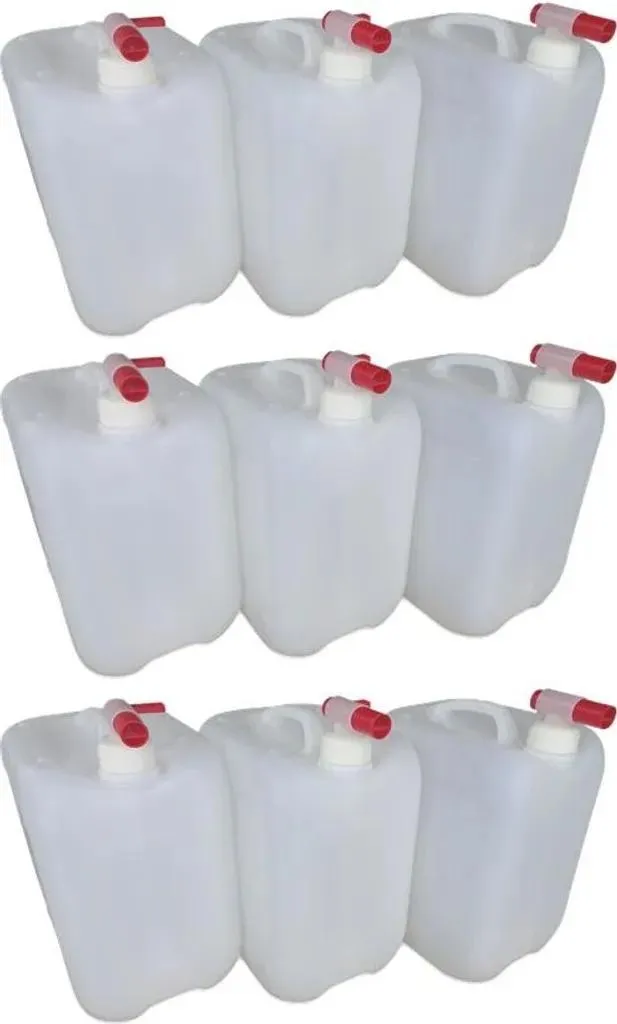 Bidon d'eau 10L alimentaire sans fuite avec robinet DIN45 - Pack 6