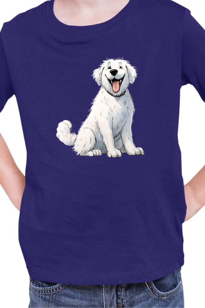 Kinder T-Shirt Funny Dogs Breeds Kuvasz Dog Breed, 3-4 Jahr - 104 / Dunkelblau