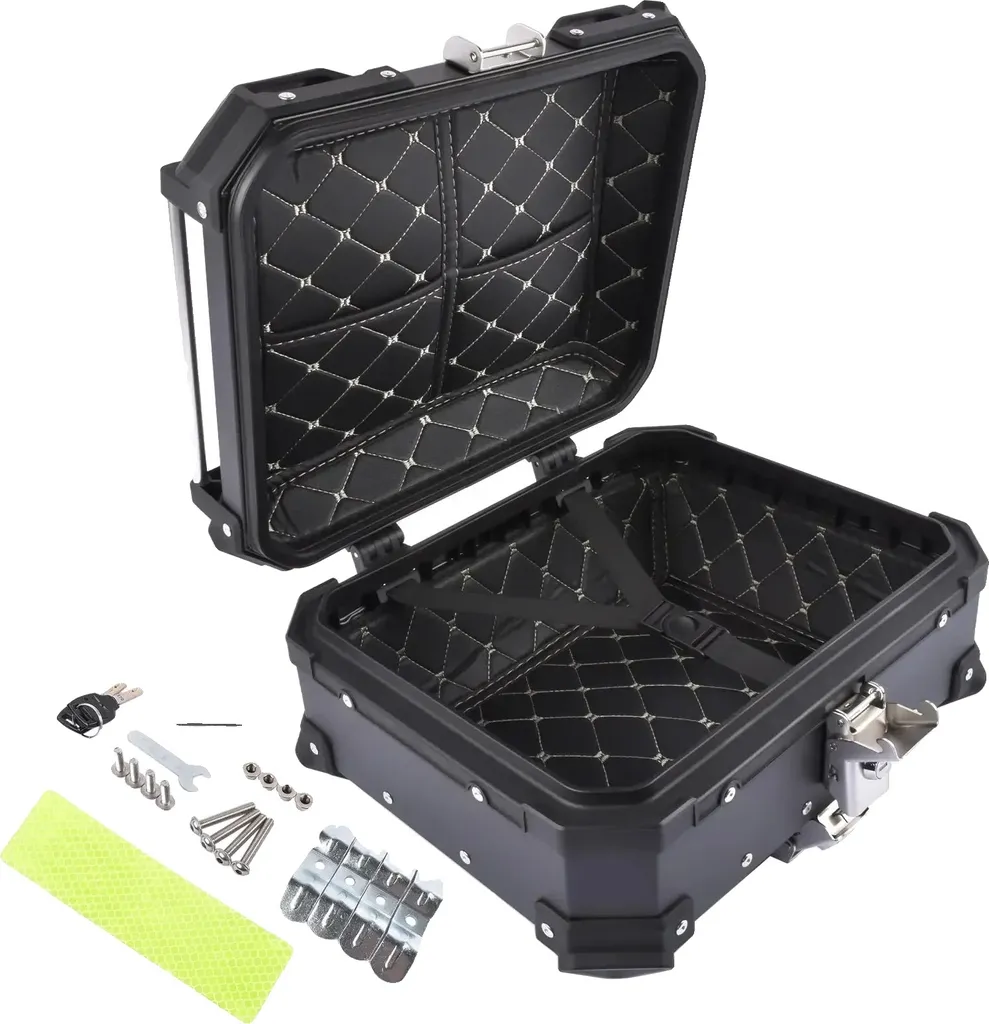 Valise Arrière Moto 65L Aluminium pour Voyage et Rangement de Casques
