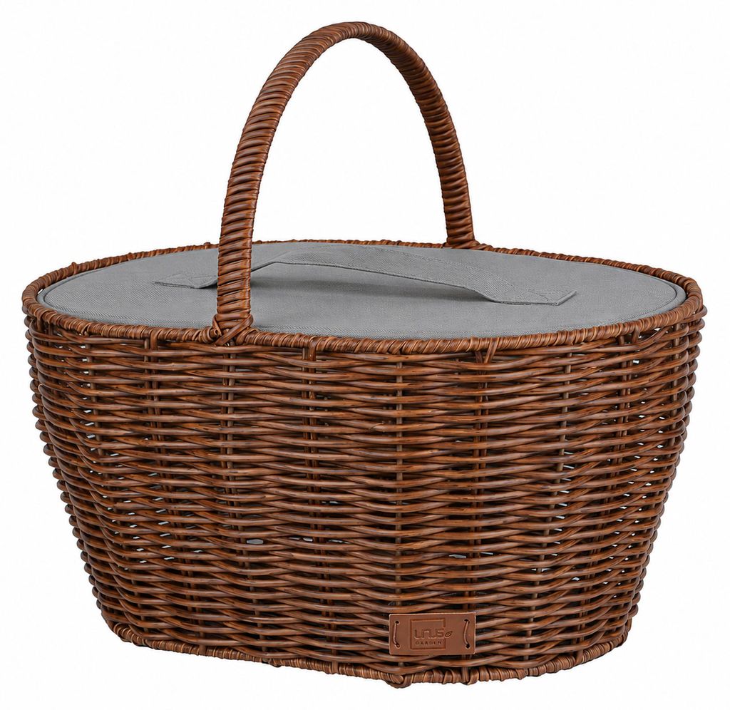 UNUS® Einkaufskorb inklusive Kühltasche in Rattan-Optik, Produktbild 
