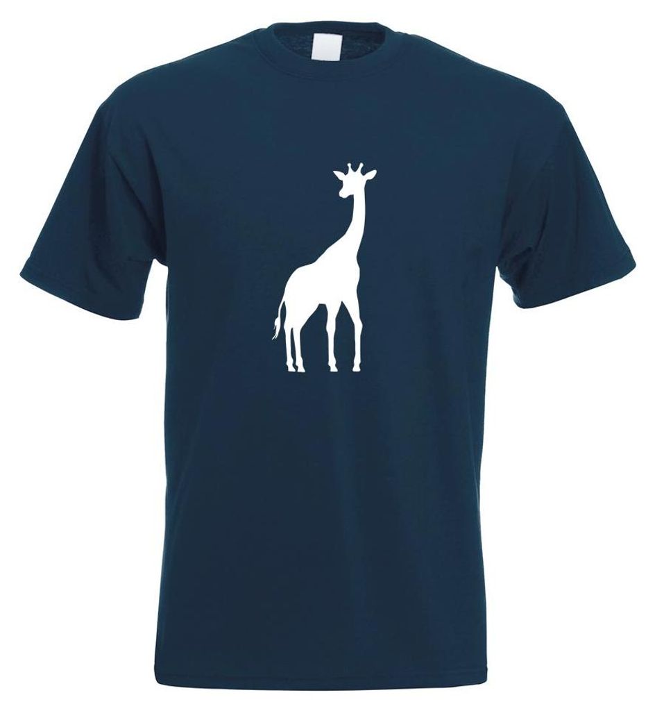 Kiwistar - T-Shirt - Navy - Giraffe Silhouette 2 Motiv Bedruckt Funshirt Design Print - mit Motiv Bedruckt - Funshirt Design - Sport - Freizeit - H...
