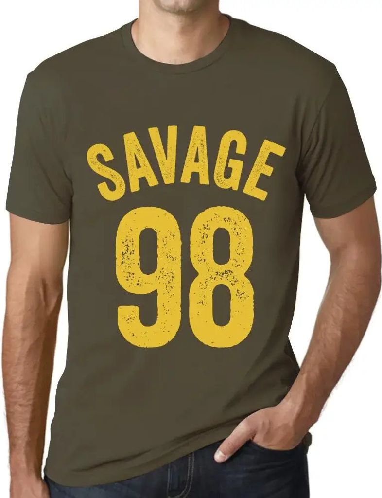 Herren Grafik T-Shirt Savage 98 Geschenk 98. Geburtstag Jahrestag 98 Jahre Jubiläum 98 Jährige Mann Jahrgang 1926 Kurzarm Lustige Druck