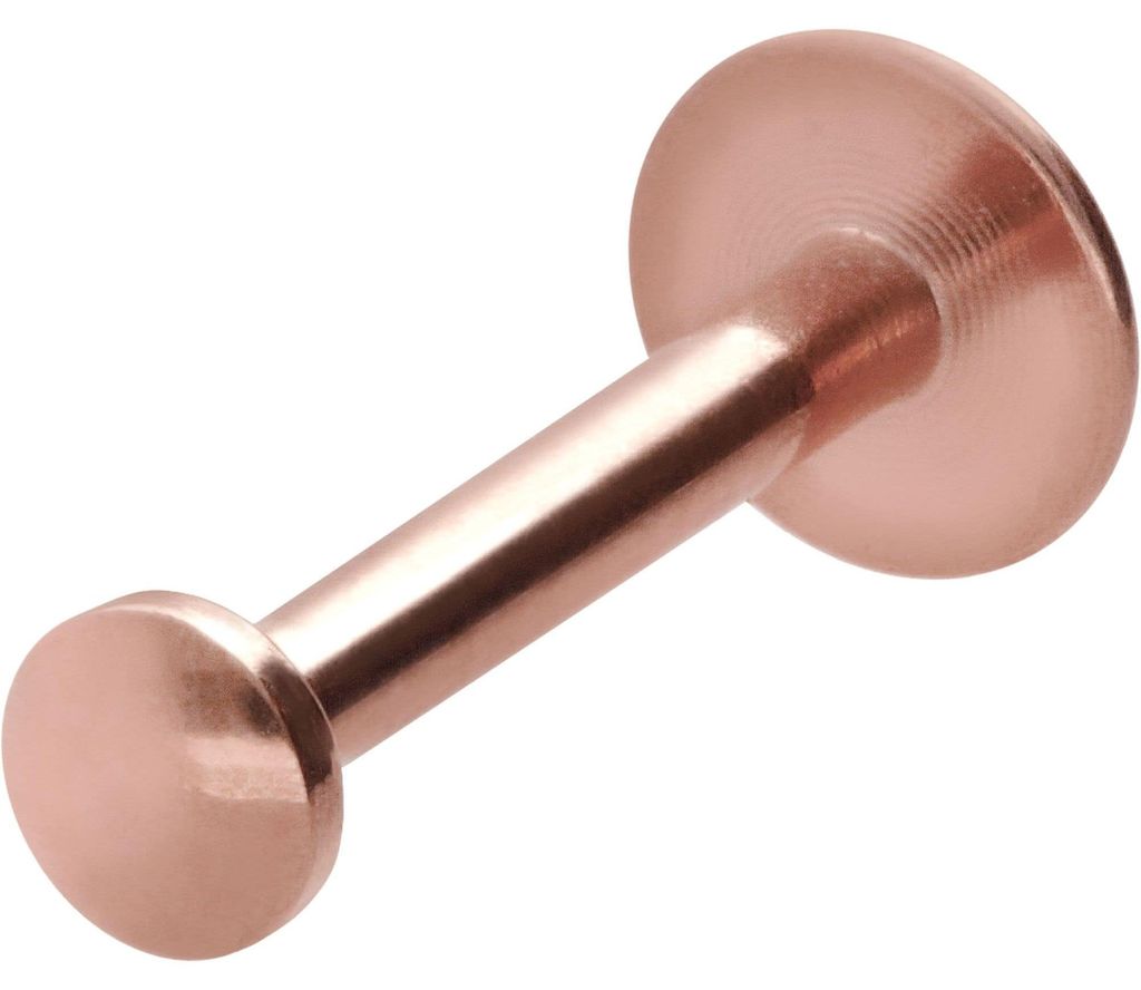 Ohrpiercing, Nasenpiercing Titan Labret mit Innengewinde FLAT-DISC RoséGold Stablänge: 7mm | Discgröße: 2,5mm