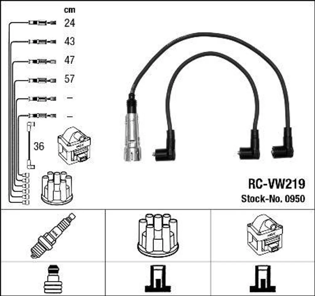 NGK 0950 Kit cavi candele VOLKSWAGEN POLO, VENTO N