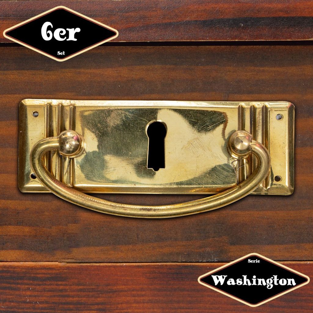 Schubladengriff,Serie "Washington",6er Pack | Eisen in Messing gl. | H4,2xB9,5cm