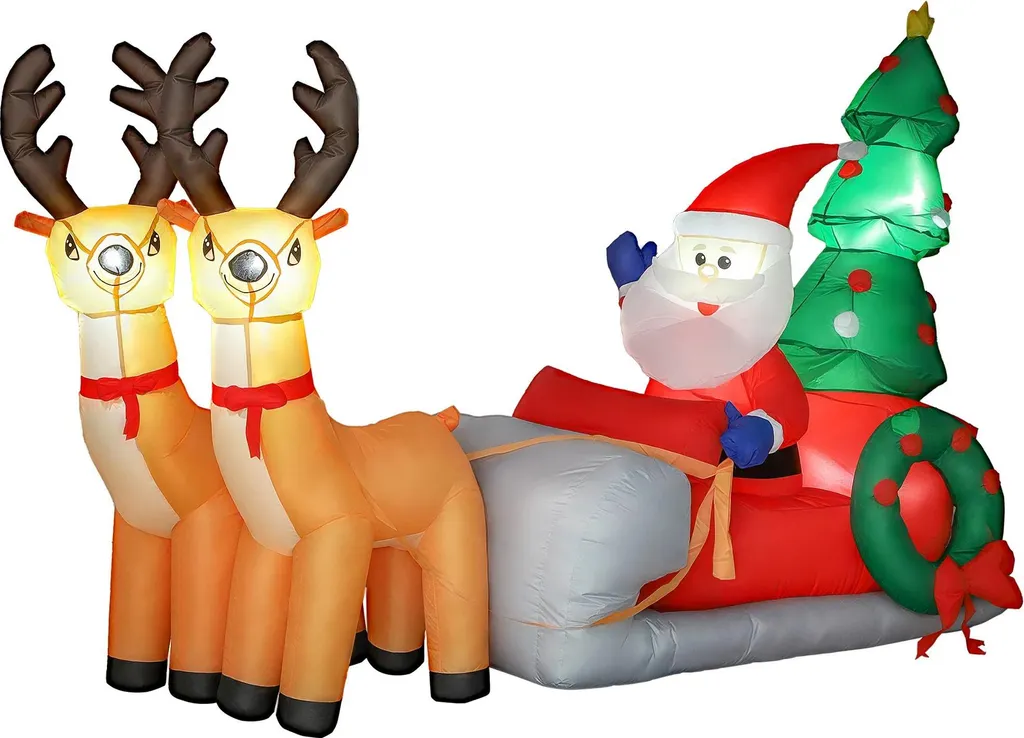 Père Noël gonflable 216x90x150 cm Multicolore - Traîneau LED extérieur