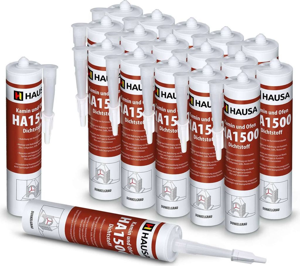HAUSA Kamin Ofen Dichtstoff HA1500 hitzebeständige Dichtmasse 1500°C 18 x 310ml