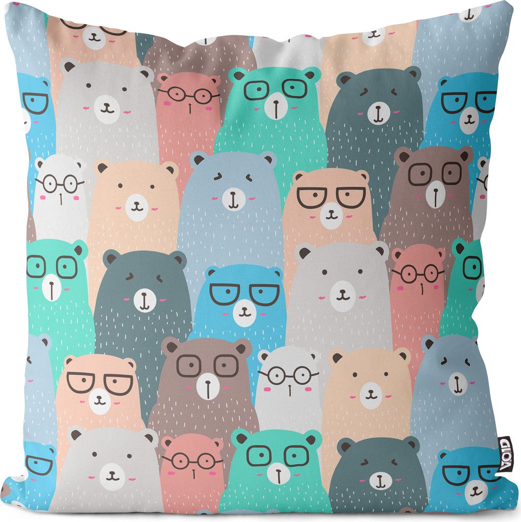 VOID Bären Brillen Bunt Comic Kissenbezug Kissenhülle sofa couch wohnzimmer dekoration wasserfest Outdoor Kissen bezug deko