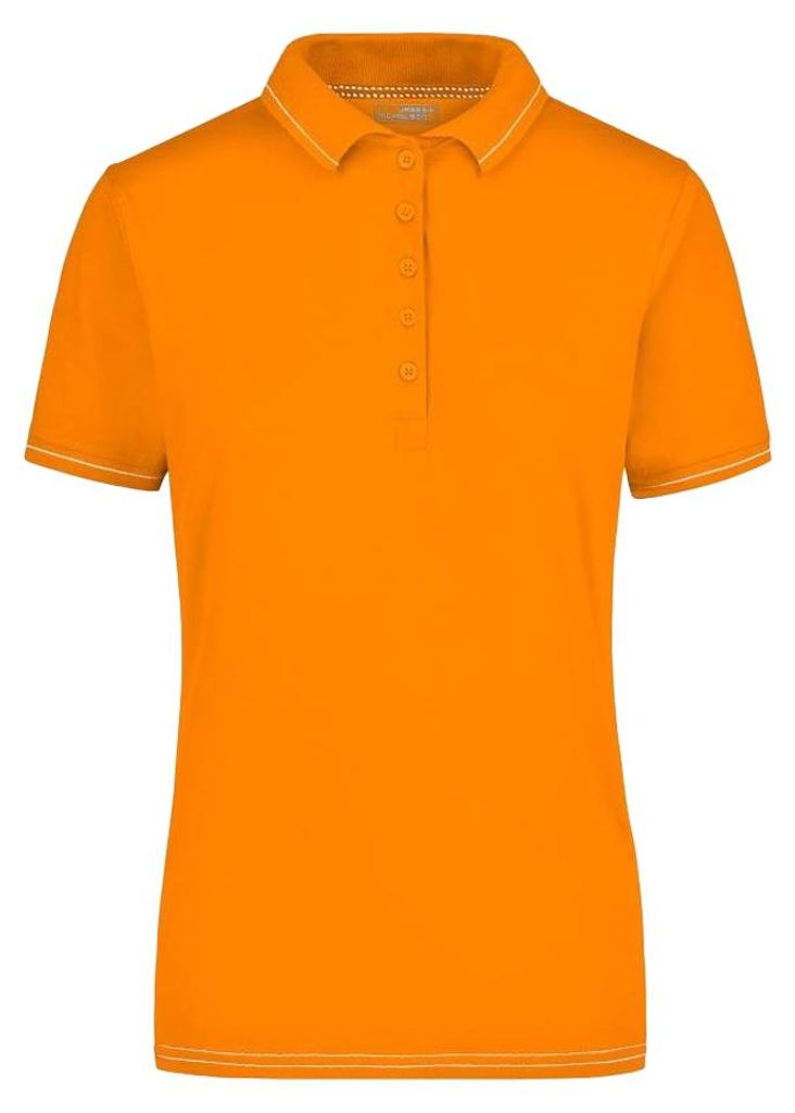 James and Nicholson - Poloshirt Elastisch für Damen LT3159 (S) (Orange/Weiß)