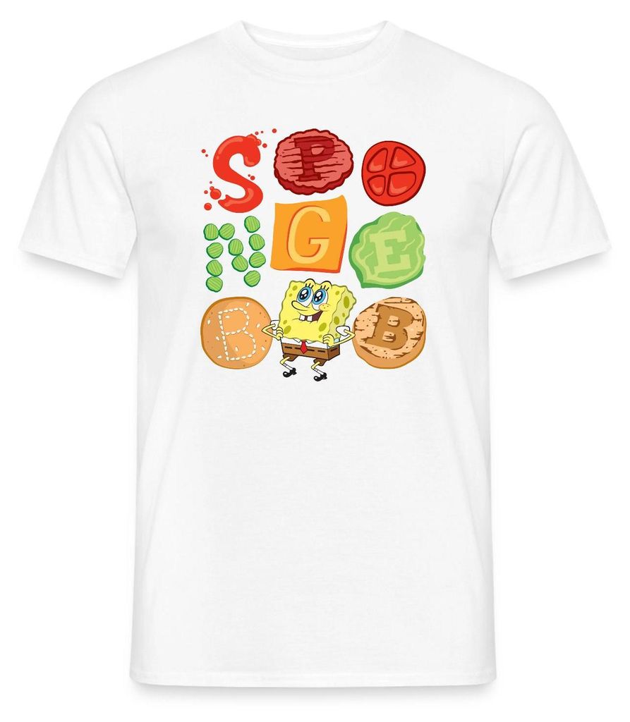 Spreadshirt Spongebob Schwammkopf Burger Zutaten Design Männer T-Shirt, XXL, Weiß