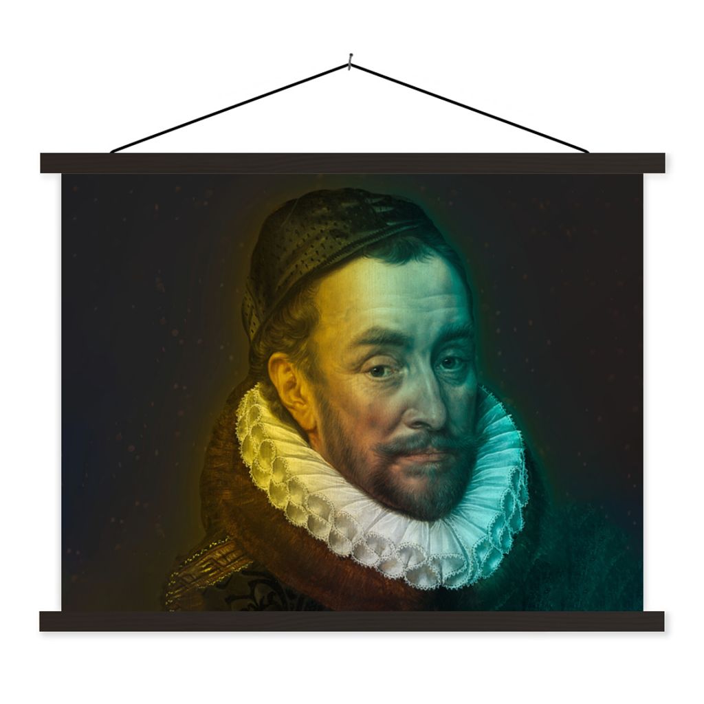 MuchoWow Textilposter Wilhelm von Oranien - Adriaen Thomasz - Gelb 60x45 cm mit schwarzem Rahmen - Poster Schlafzimmer