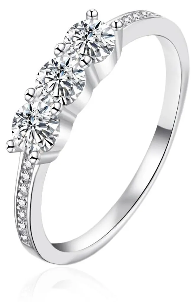 Bague en argent rhodié et zircons brillants AGT-R39W - T58