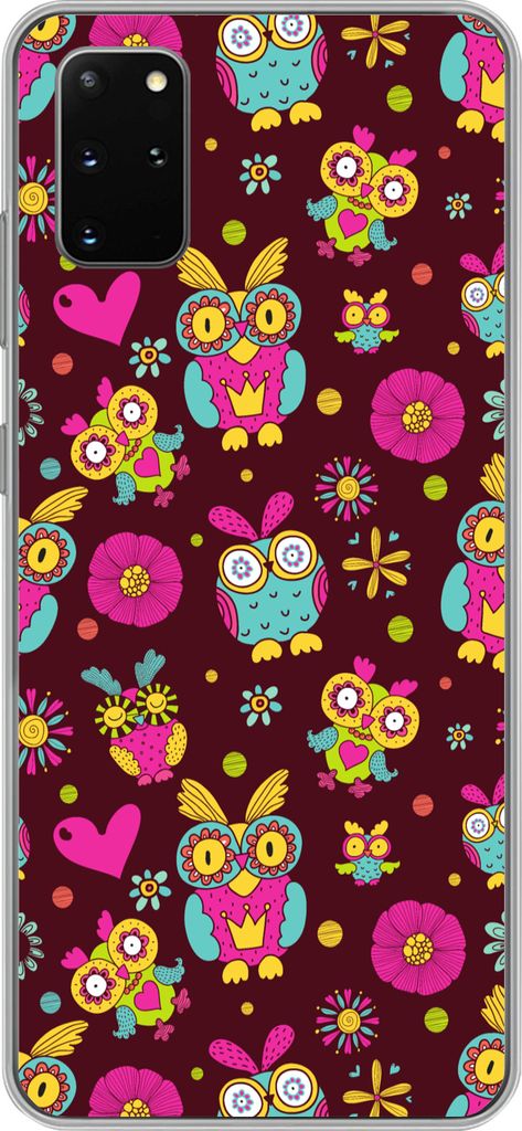 MuchoWow Handyhülle Schutzhülle Hülle für Telefoonhoesje Samsung Galaxy S20 Plus Mädchen - Eule - Schokolade - Muster - Mädchen - Kind - Ki...