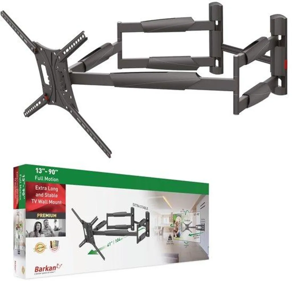 Support TV Mural Ultra Stable 60kg à Double Bras Pivotant de Luxe