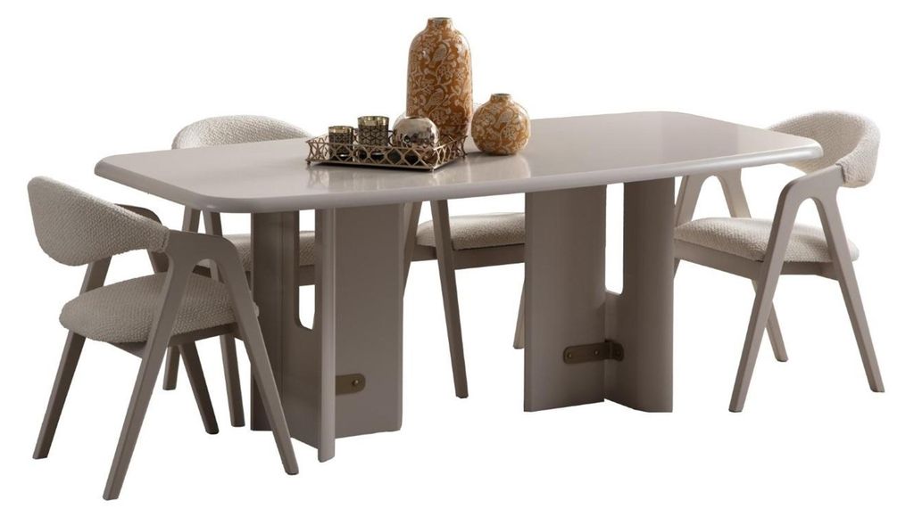 Moderner Esszimmer Set Designer Holztisch Polsterstühle