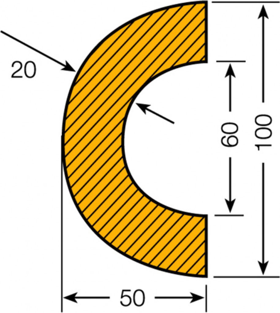 Warn- und Schutzprofil, Rohrschutz, Typ R | 1000x60 mm, 1 Stk